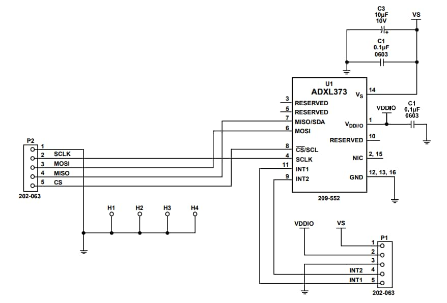 Schematic - Analog Devices Inc. EVAL-ADXL373Z Breakout Board